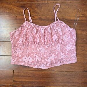 No Boundaries Pink Lace Crop Cami Top